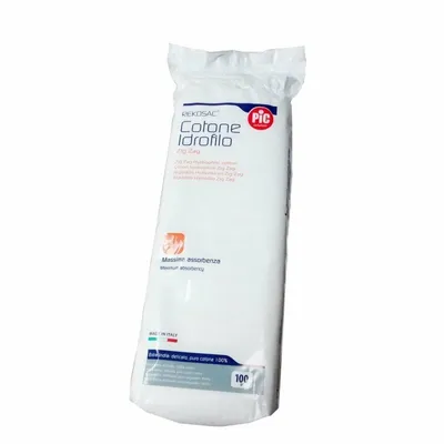 Produktbild von PIC Rekosac Watte für Hygiene und Pflege, aus 100% reiner Baumwolle, 100g Packung