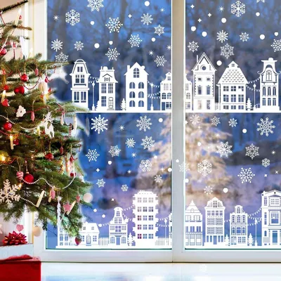 Wiederverwendbare Weihnachtsfensteraufkleber mit Schneeflocken-Design