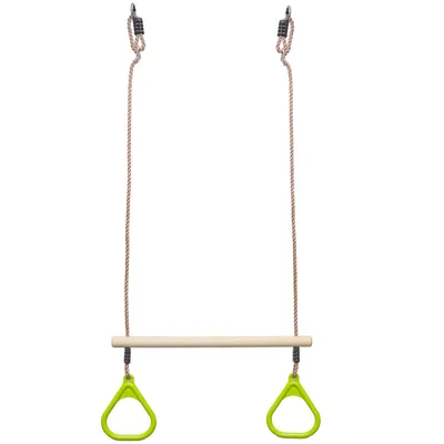 Produktbild von 4iQ Holztrapez für eine Schaukel mit limogrün Griffen