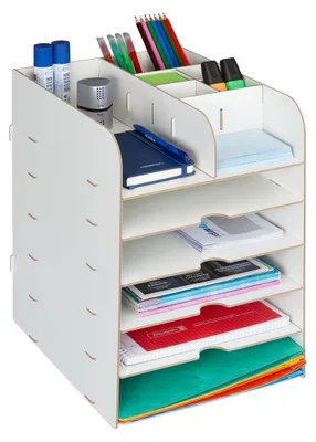 Obrázok produktu pre Organizér na stôl s úložnými priehradkami RD42749, biela