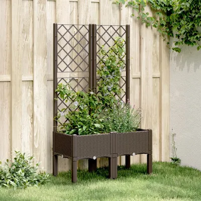 Obrázek produktu pro vidaXL květináč s mříží hnědý 80x40x142 cm PP