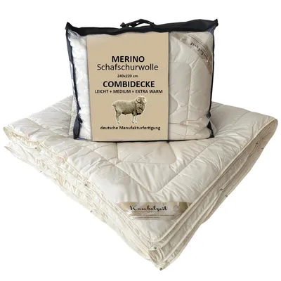 Produktbild von Merino Schafschurwolle Vierjahreszeitendecke Combi Decke Kuschelzeit in 240x220 cm