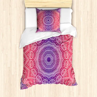 Produktbild von ABAKUHAUS Pink und lila Mantele, Myriad Realms, Milbensicher Allergiker geeignet mit Kissenbezügen, 135 cm x 200 cm - 80 x 80 cm, Violett-Pink