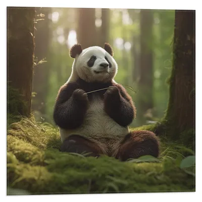Productafbeelding van Vlag - Panda - Dier - Bos - 50x50 cm Foto op Polyester Vlag