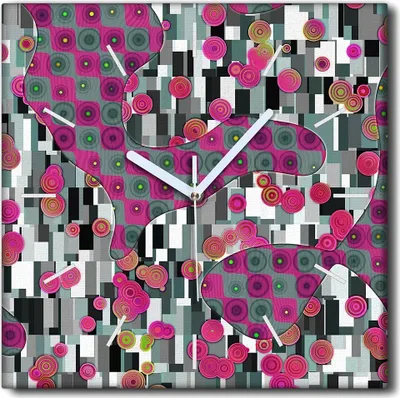 Produktbild von Coloray Uhr auf Leinwand 30x30 cm Wand Uhr Dekoration Wohnzimmer Segeltuch weiße Zeiger -Abstraktion Kunst Klimt.