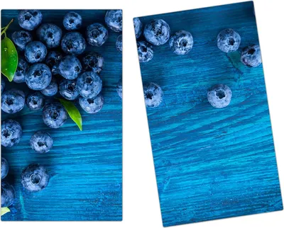 Produktbild von Spritzschutz Herdabdeckplatte Schneidebrett aus Glas Heidelbeeren auf Holztisch 2-Teilig (60x52cm)