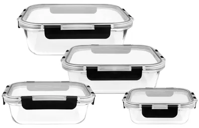Vorratsdosen-Set 4er: 370–1520 ml, Borosilikatglas, luftdicht