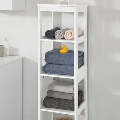 Produktbild von Famanu Badezimmerregal 5 Niveaus - Weiß, 30x30x139cm