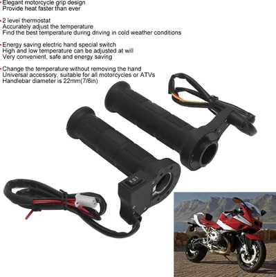 Imagen del producto de 1 par de puños calefactables para motocicleta, accesorio eléctrico universal para manillar con calefacción, de 22 mm