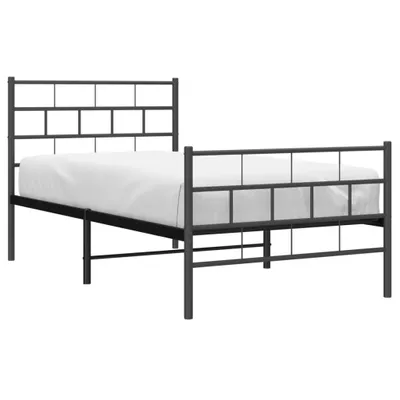 Zdjęcie produktu dla Metalowa Rama Łóżka Z Wezgłowiem I Zanóżkiem, Czarna, 100X190Cm Lumarko!
