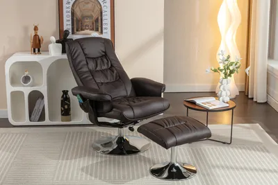 Produktbild von Ruhestuhl Massagestuhl mit Hocker Lounge-Sessel, Braun