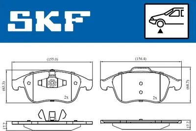Zdjęcie produktu dla Zestaw klocków hamulcowych SKF do przednich hamulców samochodu RENAULT MEGANE III Grandtour (KZ0/1) VKBP 80336