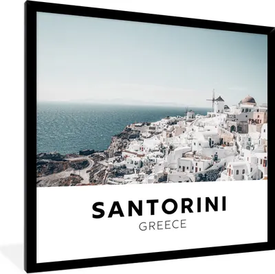 Produktbild von MuchoWow® Gerahmtes Poster Griechenland - Santorin - Architektur 40x40 cm - Poster mit Schwarzem Bilderrahmen Wandposter Rahmen Foto Bilder - Mit Rahmen - Wanddekoration Schlafzimmer