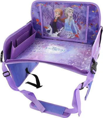 Produktbild von Tataway Frozen Auto-Reisetisch für Mädchen, Elsa, Anna, Olaf, verstellbar, bequem, Blau, Weiß, Schnee