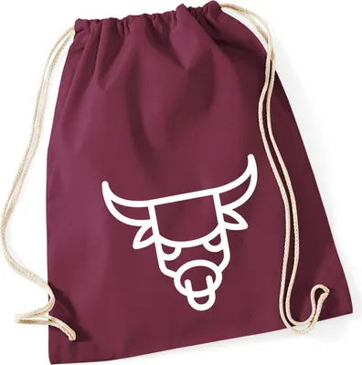Produktbild von Huuraa Turnbeutel Stier Sternzeichen Symbol 12 Liter Burgundy Baumwolle Rucksack Geschenkidee