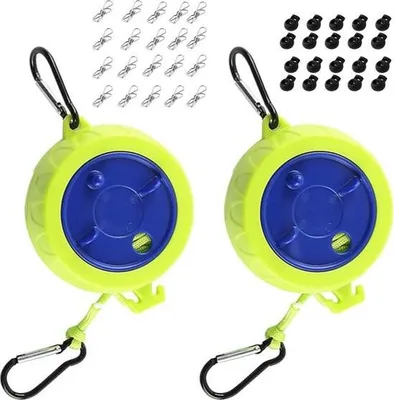 Produktbild von Camping-Wäscheleine (2-teilig), Campingzubehör, ausziehbare Wäscheleine, für den Außenbereich, 10 m lang, ideal für Waschküche, Garten, Wohnmobil oder Boot. Tragbare Wäscheleine für Camping und Outdoor-Aktivitäten.