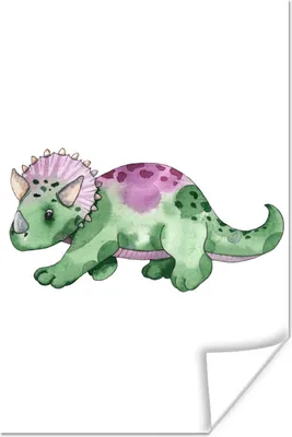 Produktbild von MuchoWow® Poster Dinosaurier - Grün - Kinderzimmer - Jungen - Mädchen - Kinder 80x120 cm - Papierdruck