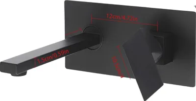 Obrázek produktu pro Nástěnná vodovodní baterie, celoměděná konstrukce, moderní design, černá barva