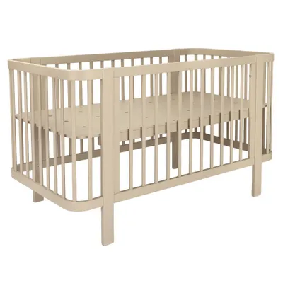 Produktbild von Novi Klara 70x140 cm mitwachsendes Babybett Sand – höhenverstellbar, umbaubar zum Juniorbett mit Rausfallschutz, ab Geburt bis ca. 5–6 Jahre