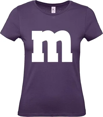 Produktbild von MM Shirt T-Shirt 100% Baumwolle M&M Damen Kostüm Verkleidung M und M Gruppen T-Shirt - Karneval Fasching JGA Festival Shirt Farbe wählen: lila Shirt Größe wählen: L