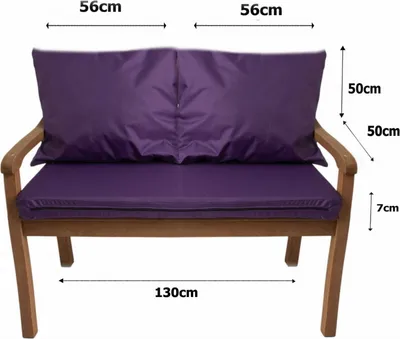 Produktbild von Gartenkissen Set Violett – 130x50 + 2x50x56 cm – Für Gartensofa – Weiche Auflagen für Rattan/Polyrattan – Abnehmbare Bezüge