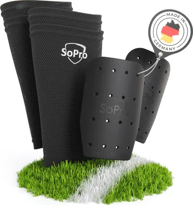 Produktbild von SoPro Mini Schienbeinschoner für Fußball - inklusive Socken - Für Kinder & Erwachsene - leicht, klein, rutschfest & geruchsneutral