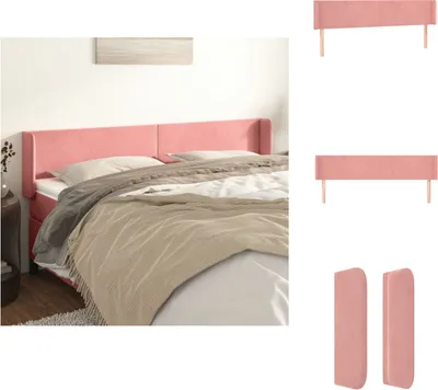 Produktbild von vidaXL Kopfteil mit Ohren Rosa 203x16x78/88 cm Samt -  Kopf- & Fußenden