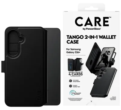 Obrázok produktu pre PanzerGlass CARE™ by ® Tango 2-in-1 Wallet Case w. Qi Samsung Galaxy S26+, Ochranný obal, Samsung, Samsung - Galaxy S26+, Priehľadná