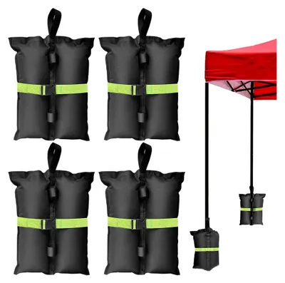 Produktbild von Sandsäcke für Pavillons, 4 Stück, Strapazierfähige Sandsäcke mit Klettverschluss für Überdachungen, Sonnenschirme und Trampoline, Schwarz