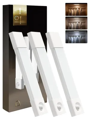 Zdjęcie produktu dla Ezvalo Ezl2417A Lampy Led Podszafkowe Z Czujnikiem Ruchu 3 Szt. Białe 20 Cm