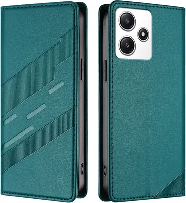Produktbild von Hülle für Xiaomi Redmi 12 / Poco M6 Pro 5G, Kunstleder Brieftaschen Handyhülle mit Kartenfach und Standfunktion Grün