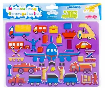 Imagen del producto de STARPAK: Plantillas de plástico para dibujar vehículos, ideales para niños