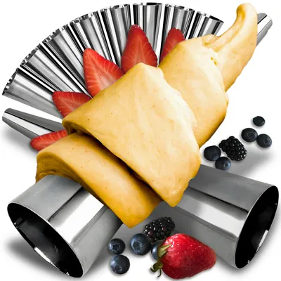 Produktbild von 10-tlg Backform Set Backen Edelstahl Rolle Horn Formen Konische Dänische Gebäck Croissant Kegel Formen Retoo