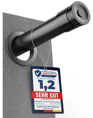 Zdjęcie produktu dla Drążek do zasłon bez wiercenia - Teleskopowy 70-120 cm - Czarny