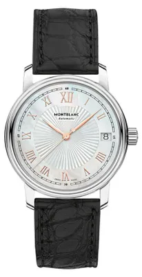 Zdjęcie produktu dla Montblanc 114366, damski zegarek na rękę, koperta ze stali nierdzewnej, pasek skórzany