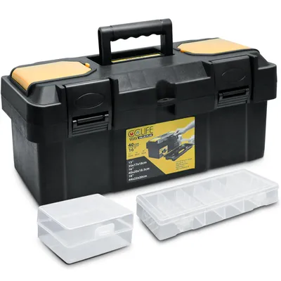 Produktbild von CCLIFE Werkzeugkasten 16 Zoll 40x20x18.5cm mit 2 kleinen Boxen Schnellverschluss Organizer