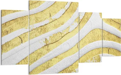 Produktbild von Bild auf Leinwand - Leinwandbild - 4 Teile - Abstraktion Gold Weiß - 160x90cm - Wand Bild - Wanddeko - Wandbilder - Leinwanddruck - Bilder - Wanddekoration - Leinwand bilder - Wandbild - DL160x90-4511