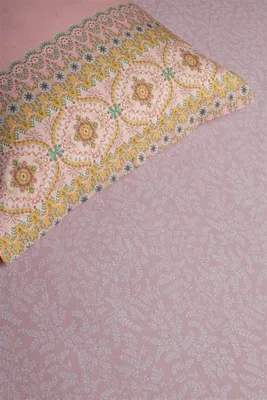 Produktbild von Pip Studio Spannbettlaken Leafy Farbe Pink 180x200/220