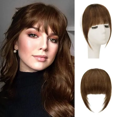 Produktbild von Clip-in Pony Echthaar Remy 100% Human Hair French Bangs Rotbraun