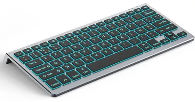 Immagine prodotto di Tastiera Bluetooth AZERTY, 7 colori di illuminazione, 3 canali Bluetooth, colore grigio, compatibile con iOS, iPadOS e MacOS
