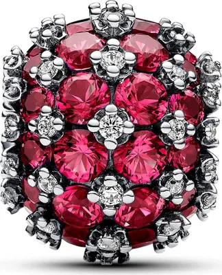 A close-up, studio shot of a Pandora charm.