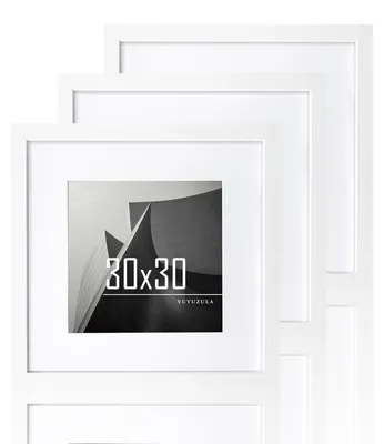 Produktbild von Bilderrahmen 30x30 cm, 3er-Set, weiß, MDF, mit Passepartout 20x20 cm, für Zuhause