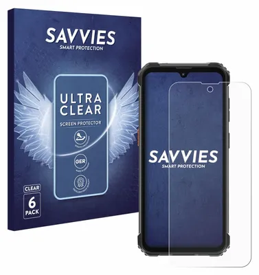 A product box and a screen protector for a smartphone are displayed.