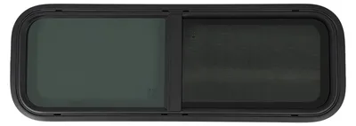 Obrázek produktu pro Okenní otvor pro obytné vozy/karavany – 900x300 mm, vertikální posuvné okno – hliníkový rám – 20% tónované tvrzené černé sklo – síťka proti hmyzu – tloušťka stěny 0,2–5,5 cm