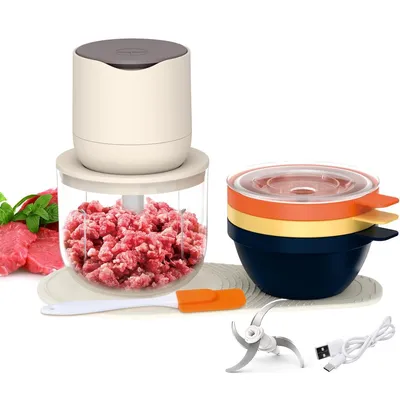 Produktbild von Gemüseschneider, elektrische Küchenmaschine, 600 ml, für Fleisch, Zwiebeln, Gemüse, Knoblauch, Ergänzungsnahrung, TYPE-C