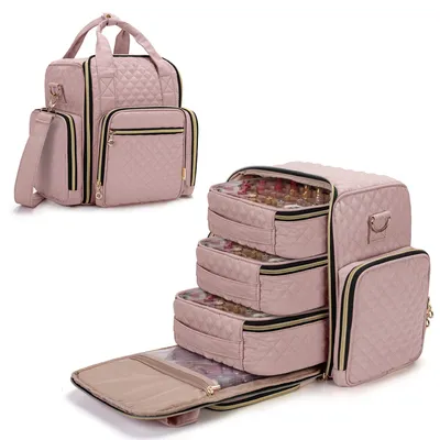 Nagellack-Organizer-Tasche für 72 Flaschen, 24x18x29 cm, rosa