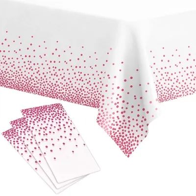 Produktbild von Party Tischdecke Einweg Papier Weiß/Rosa 3 Stück 137 x 274 cm