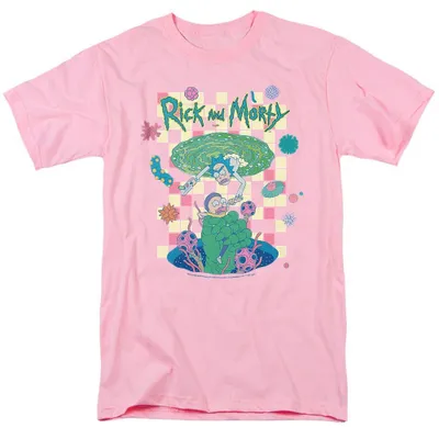 Immagine prodotto di Maglietta unisex "Falling Portals" di Rick and Morty, taglia 3XL, colore rosa, modello TV36031