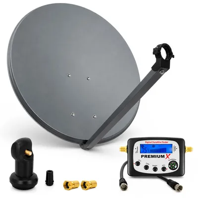 Produktbild von PremiumX SAT Anlage 80cm Satellitenschüssel Single LNB 2x F-Stecker Sat-Finder