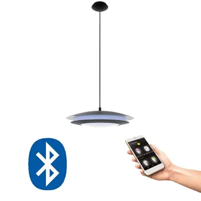 Image de EGLO Moneva-C, plafonnier intelligent, Bluetooth, noir, blanc, plastique, acier, 2700 K, 6500 K